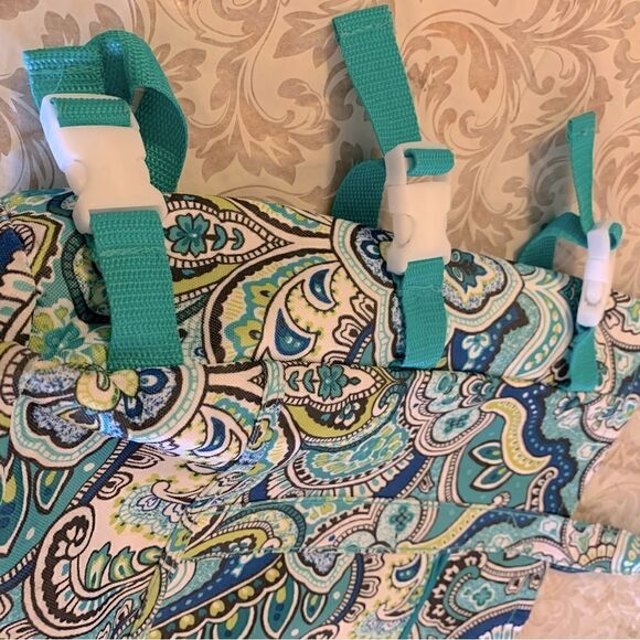 Laura Ashley Diaper Bag Tote Bag Blue Green Paisley Gorgeous - Picture 4 of 8